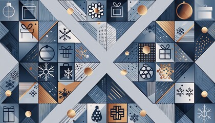 Festive Geometric Pattern - Christmas Ornament and Gift Box Design.