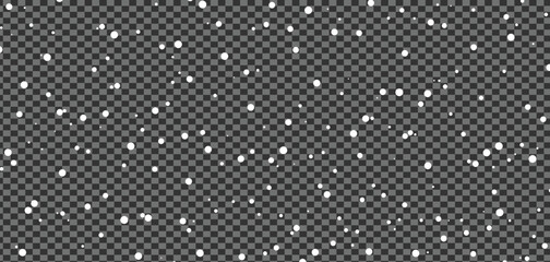 White snow flurries fall softly against the transparent background creating a peaceful winter scene