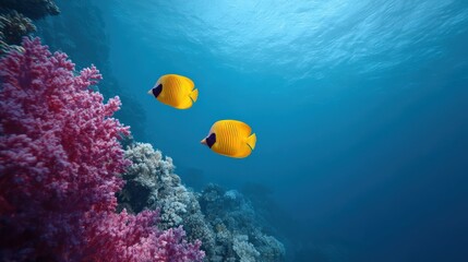 mesmerizing underwater scene with vibrant marine life and surreal colors
