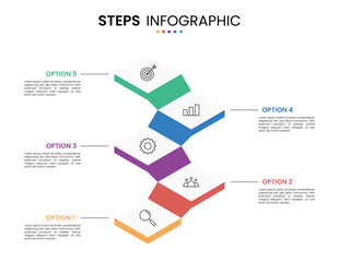 5 step stairs diagram isometric infographic element design for business timeline. Presentation template ladder elements