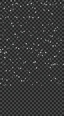 White snow flurries fall softly against the transparent background creating a peaceful winter scene