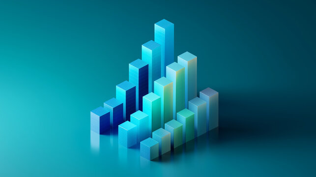 3d rising bar chart visualization, data growth analytic graphic
 - Powered by Adobe