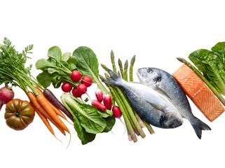 A Vibrant Arrangement of Fresh Seafood and Colorful Vegetables Ready for Culinary Delight