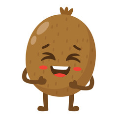 Cute Kiwi Character Smiling and Gesturing Thumbs Up