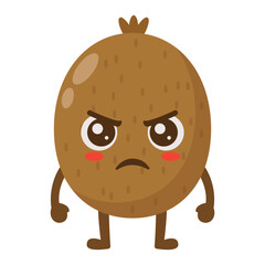 Angry Kiwi Fruit Cartoon Character with Arms and Legs