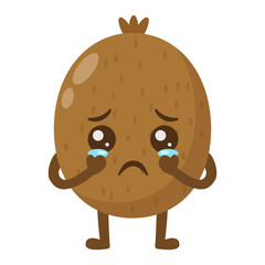 Crying Kiwi Fruit Cartoon Character Illustration