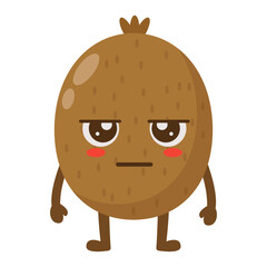Grumpy Kiwi Fruit Character with Arms and Legs