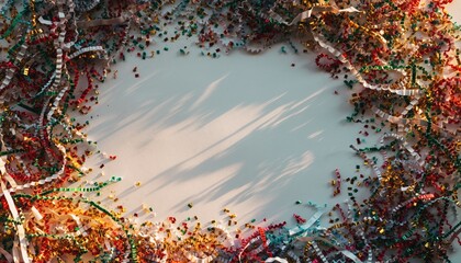Festive Garland Frame with Empty Center for Holiday Decor.