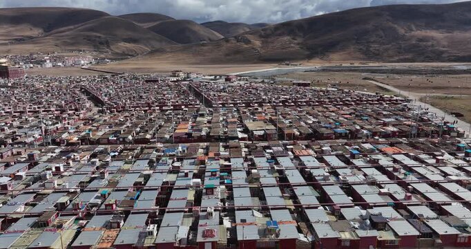 Aerial view of yaqing Temple in Ganzi County, Sichuan province,China