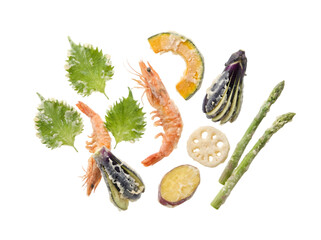 A Colorful Medley of Fresh Ingredients Including Shrimp, Vegetables, and Fruits For Culinary Delight