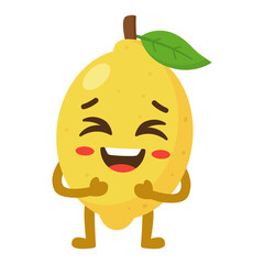 Happy Lemon Cartoon Character Laughing Flat Illustration