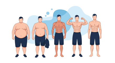 Obraz premium Powerful transformation showing incredible fitness progress and motivation for healthy lifestyle changes, demonstrating weight loss and muscle gain success