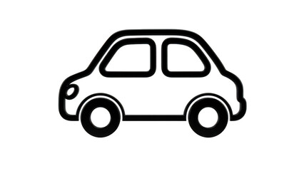 Simple black and white line art icon representing a small passenger car, isolated on transparent background for easy use in various designs