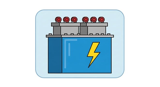 Illustration of a large blue battery with a yellow lightning bolt symbol.