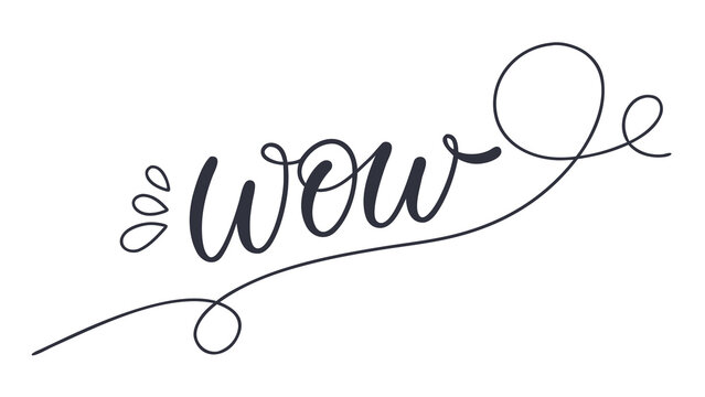 Expressive handwritten 'Wow' typography evokes excitement and delight, perfect for adding a playful touch to social media, branding, and creative projects