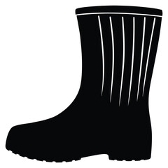 A black silhouette of a rain boot vector