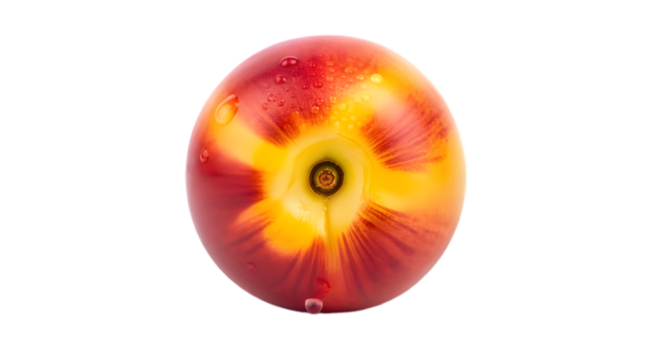 Fresh Nectarine Fruit With Water Droplets Isolated on Checkered Background for Healthy Eating, Summer Harvest Still Life, Ingredient Preparation and Vegetarian Diet Concept 200 Characters