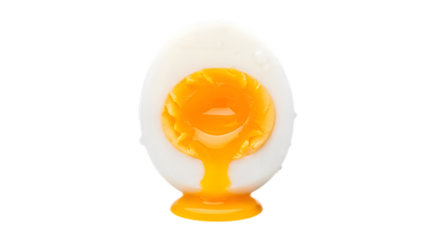 Half Cut Boiled Egg With Yolk Flowing Appetizingly On Transparent Background Showcasing Protein Richness For Balanced Meal Or Healthy Snack With Smooth White Texture