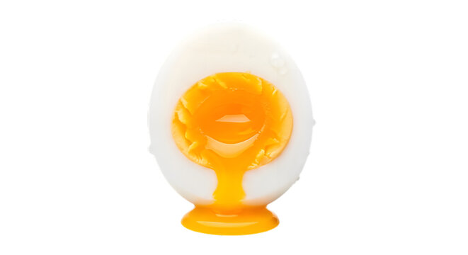 Half Cut Boiled Egg With Yolk Flowing Appetizingly On Transparent Background Showcasing Protein Richness For Balanced Meal Or Healthy Snack With Smooth White Texture