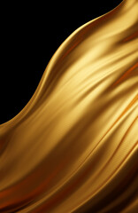 Luxury gold fabric on black background with copy space 3d render