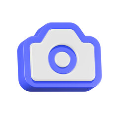 3d rendering icon camera blue color