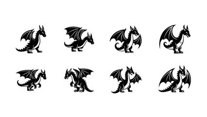 Collection of Mythical Dragon Illustrations for Fantasy and Design Projects featuring different