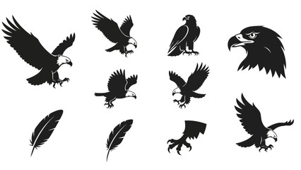 Collection of Majestic Eagle Silhouettes for Logos and Branding Purposes