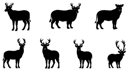 Collection of Deer Silhouettes Vector Illustration Perfect for Wildlife and Nature Projects