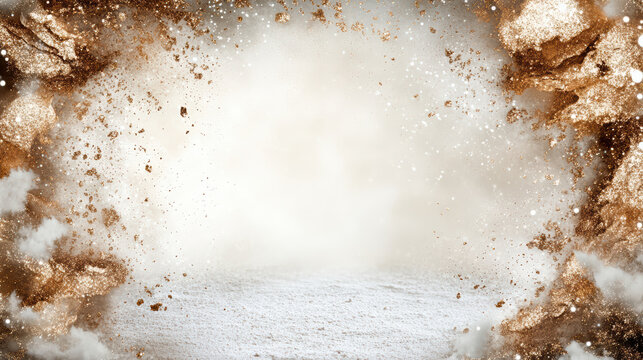 Rose gold luminous festive backdrop dreamy sparkles and powdery floor with soft haze