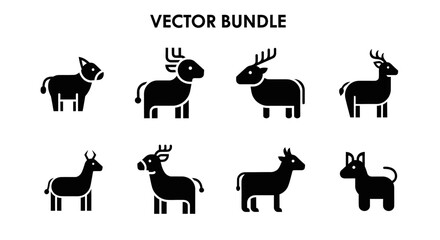 Vector illustration bundle featuring diverse animal silhouettes against a plain background