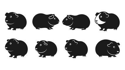 Silhouette Set of Cute Guinea Pigs: Vector Illustration for Pet Lovers and Design Projects