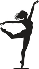 Black and white silhouette illustration of dancing in a white background.