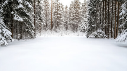 Snowy forest pine tree winter landscape snow field evergreen snow covered tree conifer frost