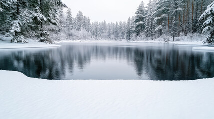 Snow forest lake winter reflection snow forest lake reflection pine tree evergreen frozen winter