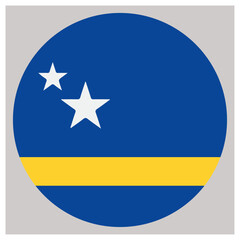 Circular icon of the national flag of curaçao, caribbean island. isolated on white background, Vector