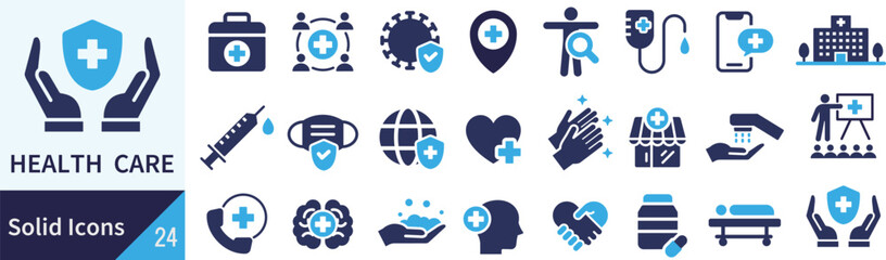 ベクターの健康管理に関するシルエットアイコンセット
