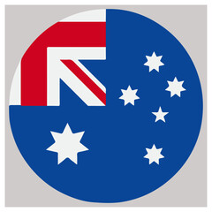 Australian flag circle icon, symbol of australia's nation. isolated on white background, Vector