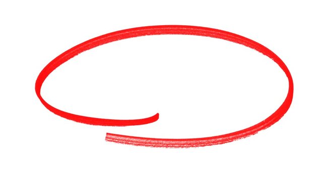 Three different red hand-drawn circle animations, grunge circle highlights with a transparent background