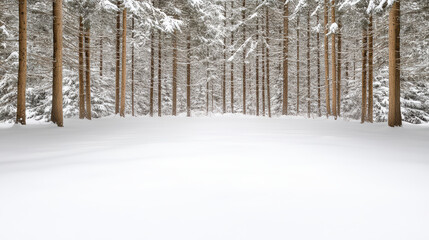 Snowy forest pine trees snow blanket minimal winter landscape serene