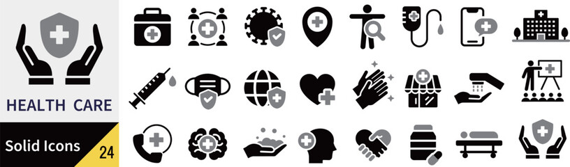 ベクターの健康管理に関するシルエットアイコンセット
