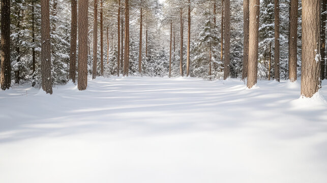 Snowy forest pine trees winter snowfield tranquility - Powered by Adobe