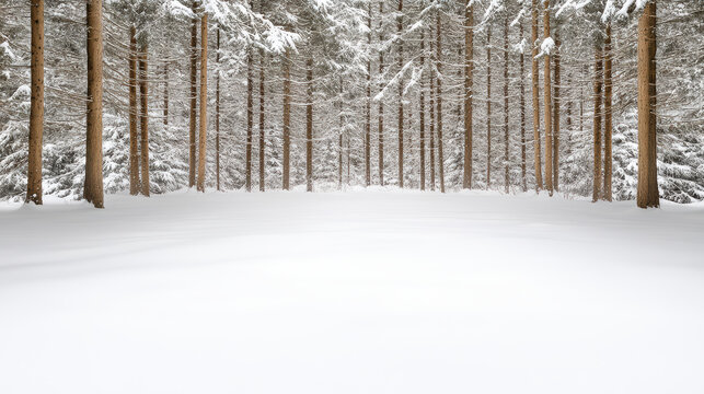 Snowy forest pine trees snow blanket minimal winter landscape serene