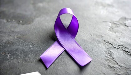 Lavender Purple Ribbon Awareness Symbol on Grey Background 