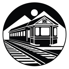 train station vector icon on white background