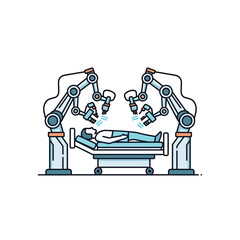 Automated high tech medical operation with robotic arms vector illustration