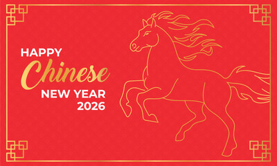 Happy Chinese New Year 2026 Year of the Horse Greeting Card