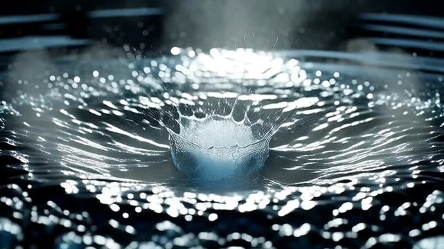 explosion of water drop falling 