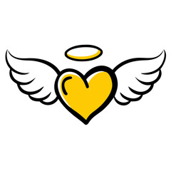 Obraz premium Heart with wings and a halo