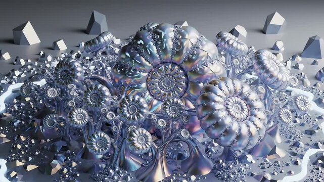Hyper-Realistic Mathematical Evolution Displaying Fractal and Geometric Organic Transformations - AI Generated