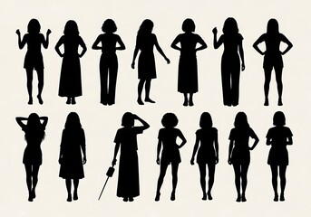 Collection of female silhouettes in various poses